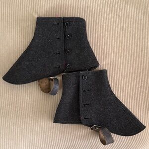 Vintage Black Buttoned Spats -  gray black  buttons